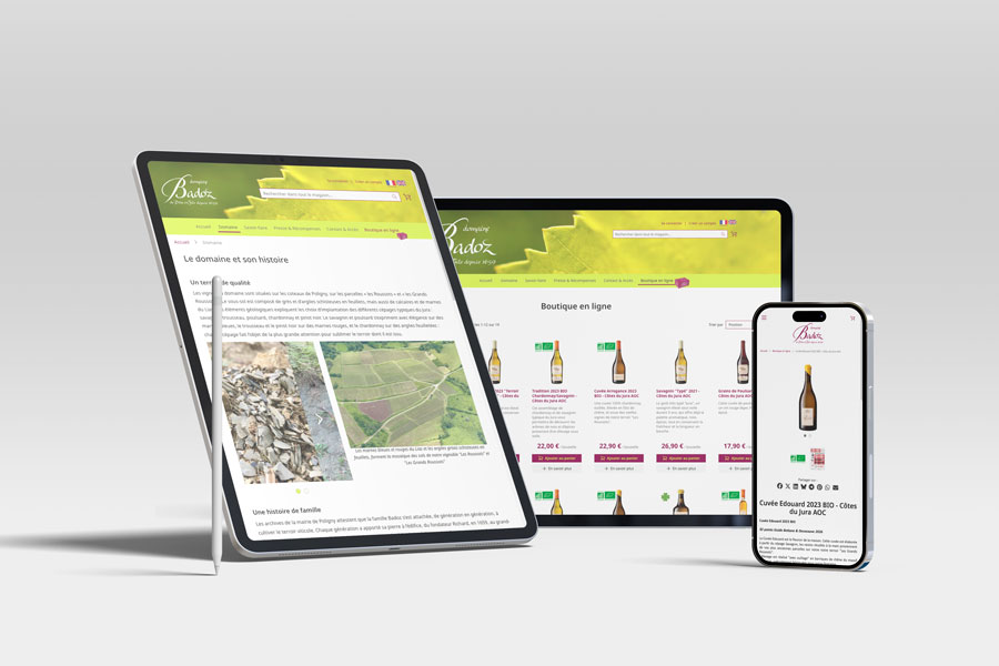 Capture d'écran de la boutique en ligne : Domaine Benoit Badoz